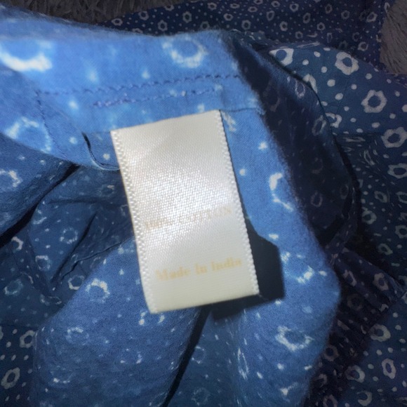 Christy Dawn Theo Dress Womens Small Blue Indigo Petunia Dot Midi Tiered Cottage - Picture 9 of 16